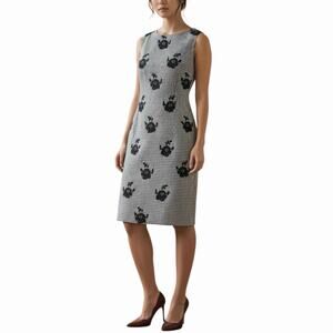 Oscar de la Renta Wool BlendHerringbone Sheath Dress Sz10 Runs Small